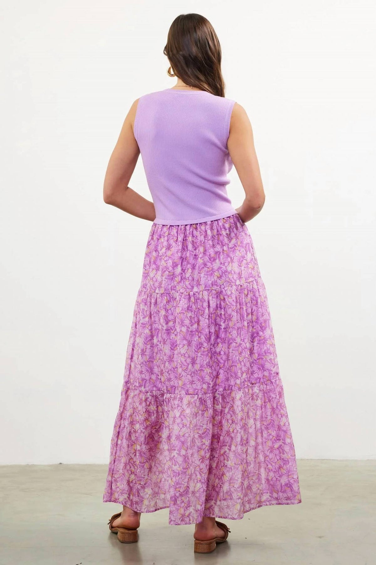 Skies Are Blue - Knit Woven Tank Midi Dress