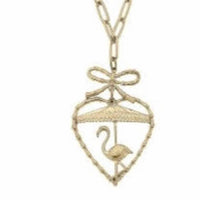 Canvas Style - Women's Flamingo And Bamboo Heart Pendant Necklace