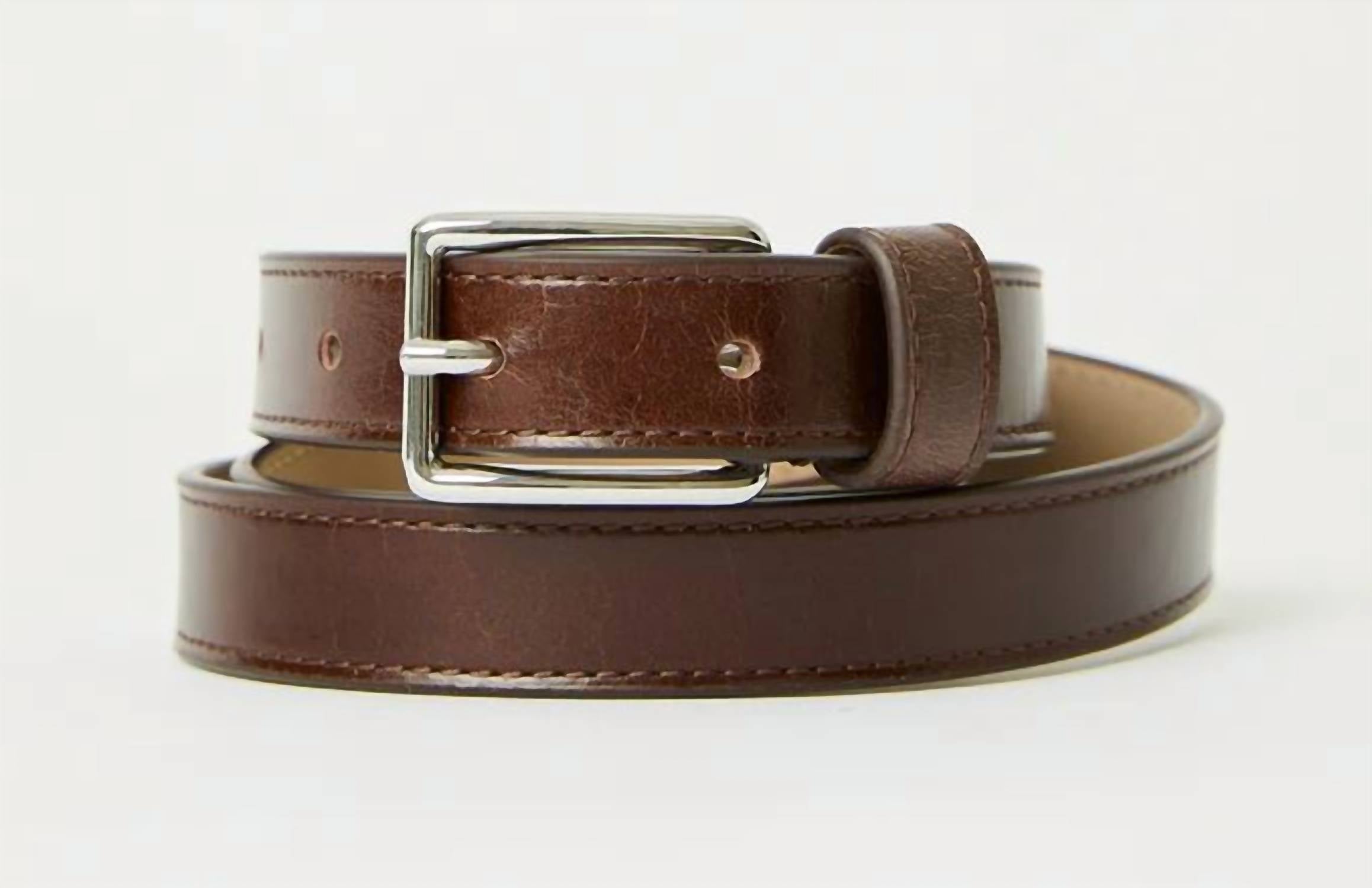 B-LOW THE BELT Enzo Mini Rugous Leather Belt in sepia silver - women's accessory - detail view