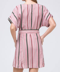 entro Striped Mini Shirtdress in pink - women's dress - alternate view