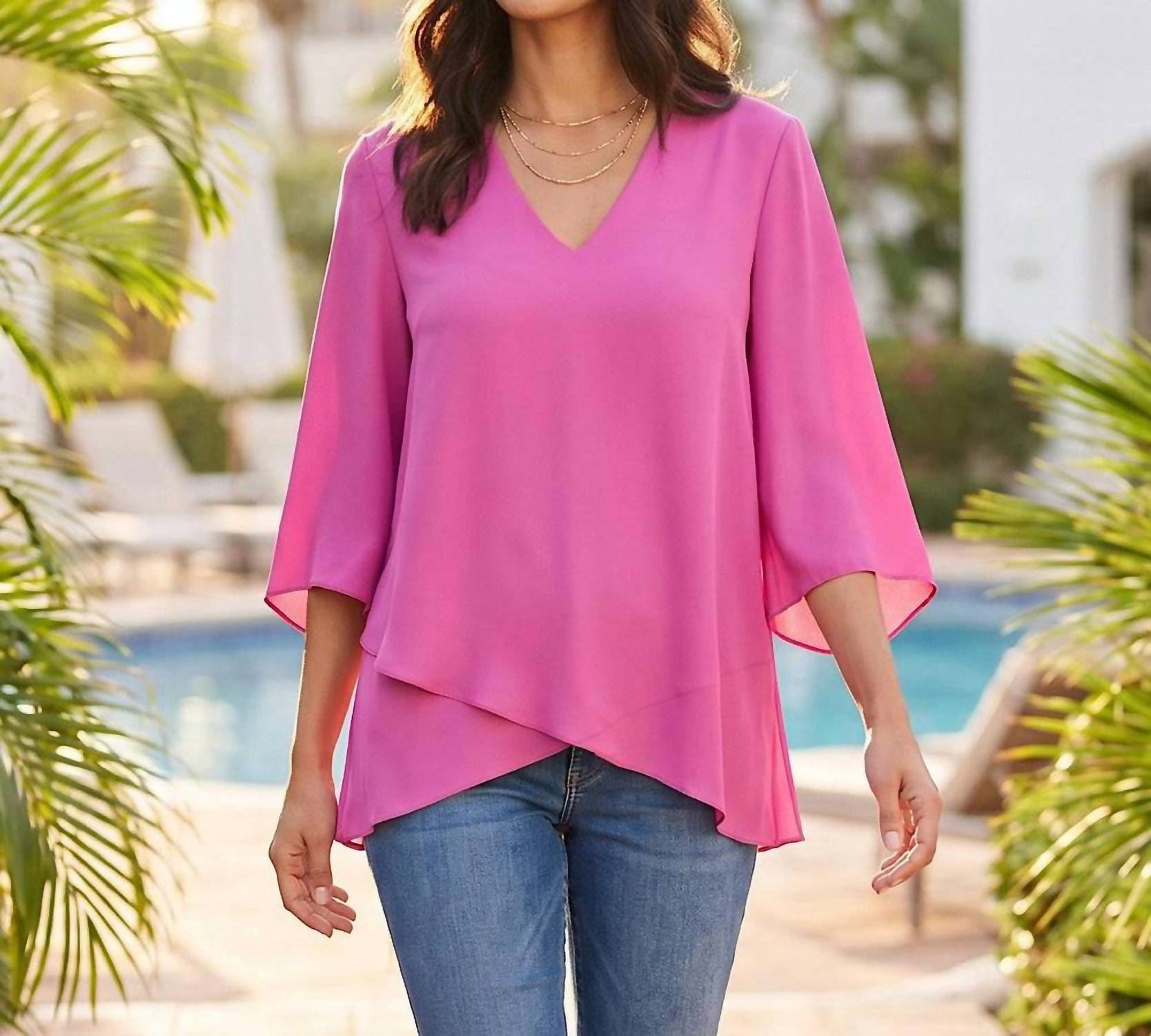 Karen Kane - Bracelet Sleeve Asymmetric Top