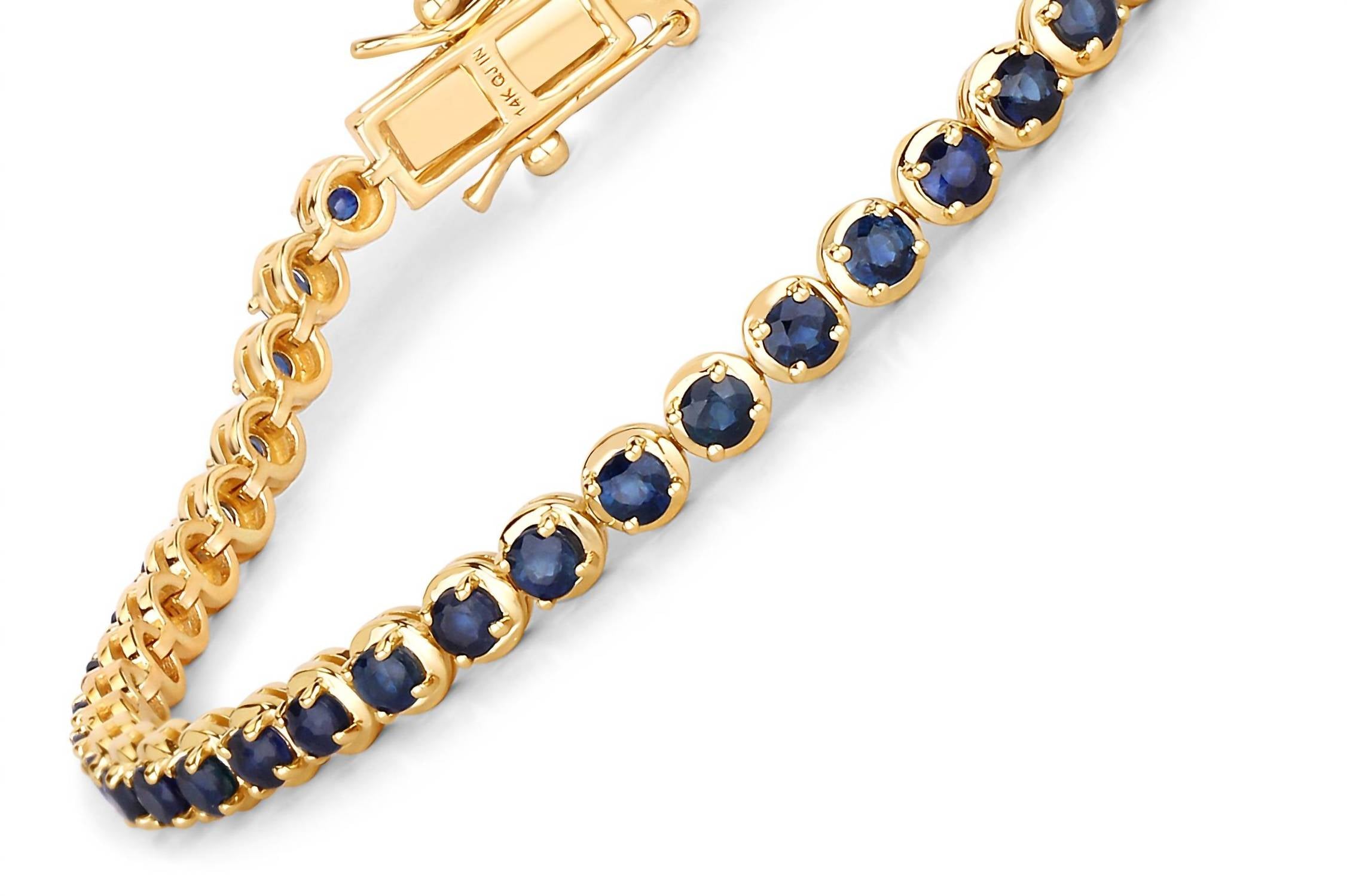 Diana M Jewels Women's Round Natural Blue Sapphire Bracelet (3.13 Ct) - Signature Plus in 14k yellow gold - women's jewelry