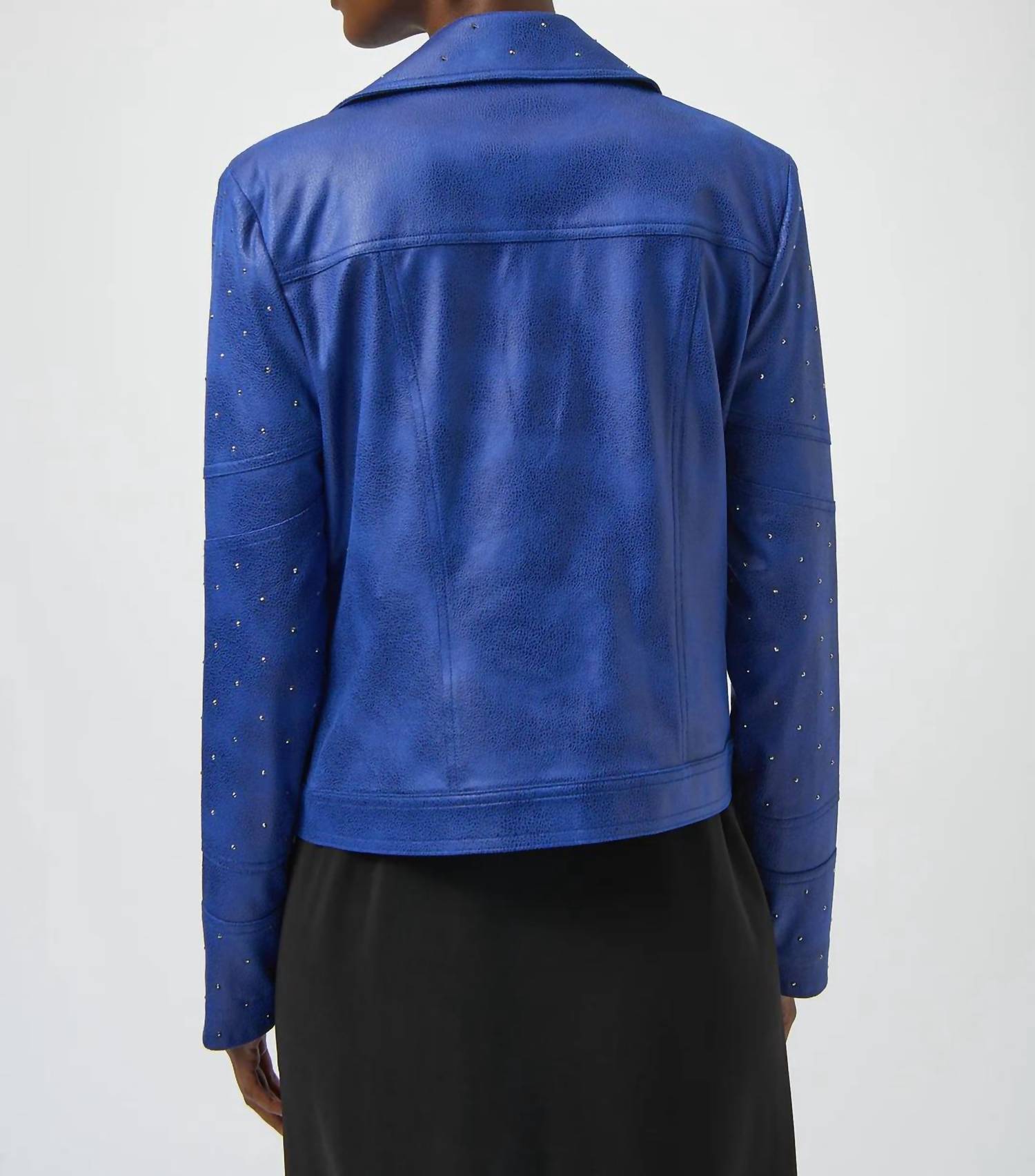 Joseph Ribkoff - Embellished Faux Leather Moto Jacket