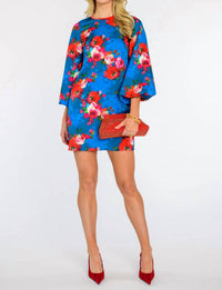 Elizabeth James The Label London Mini Dress in holiday chintz teal - women's dress