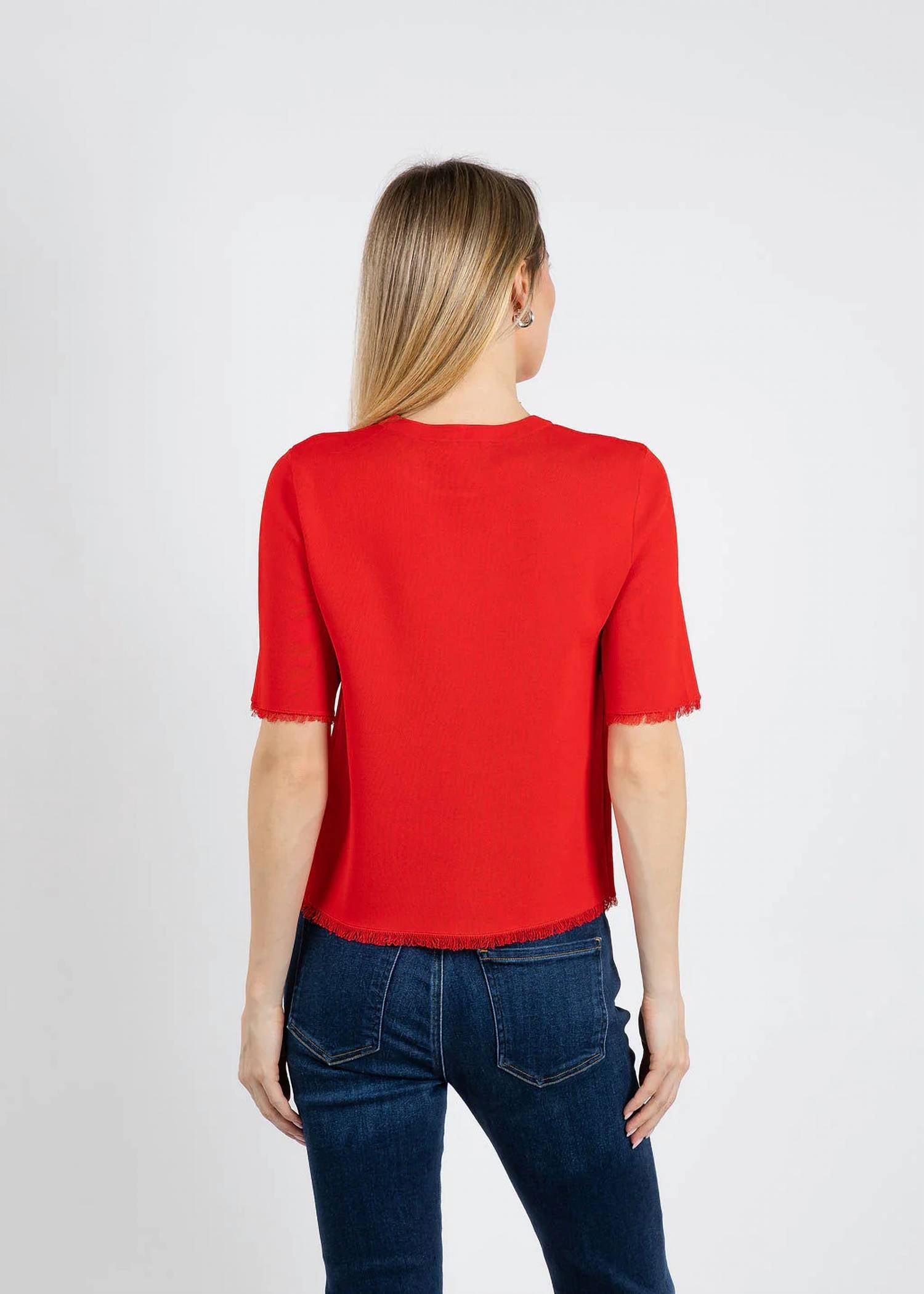 Elliott Lauren - Fringe Elbow Sleeve Sweater