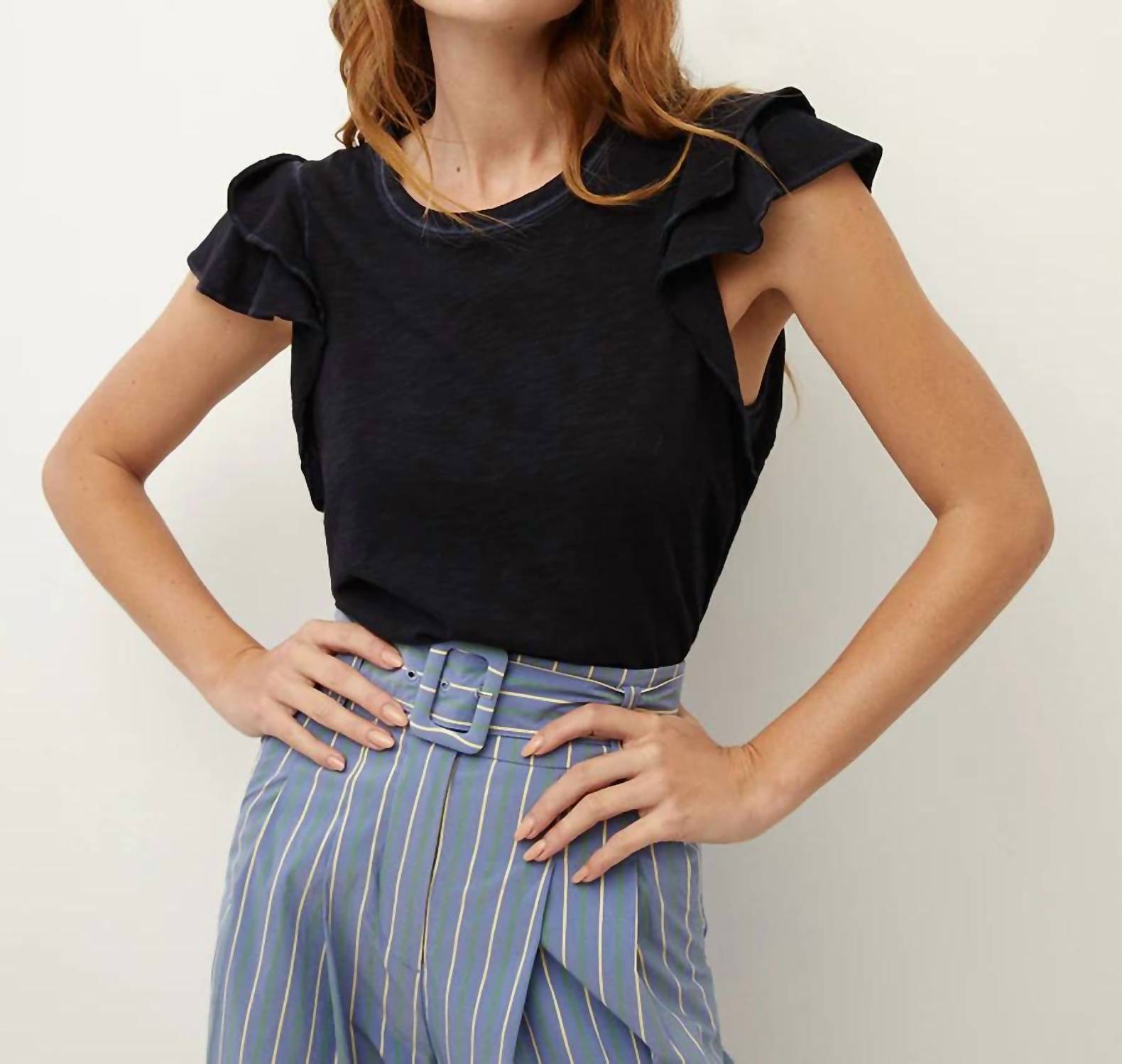 Veronica Beard - Akeela Ruffled Shoulder Tee