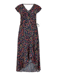 Apricot - Ditsy Floral Ruffle Wrap Midi Dress