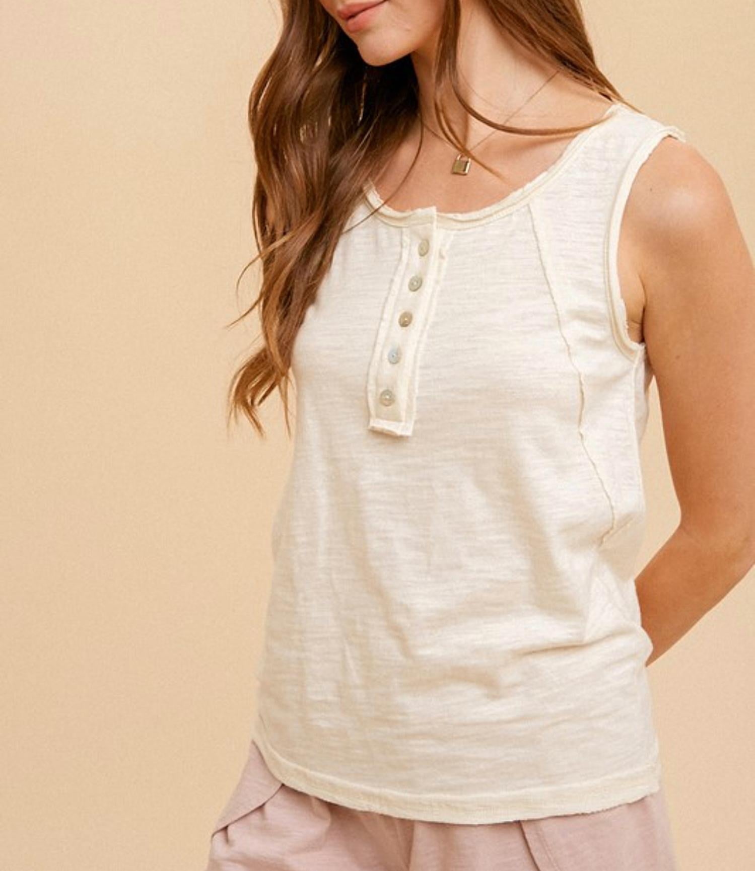 Hem & Thread - Cotton Slub Henley Tank Top