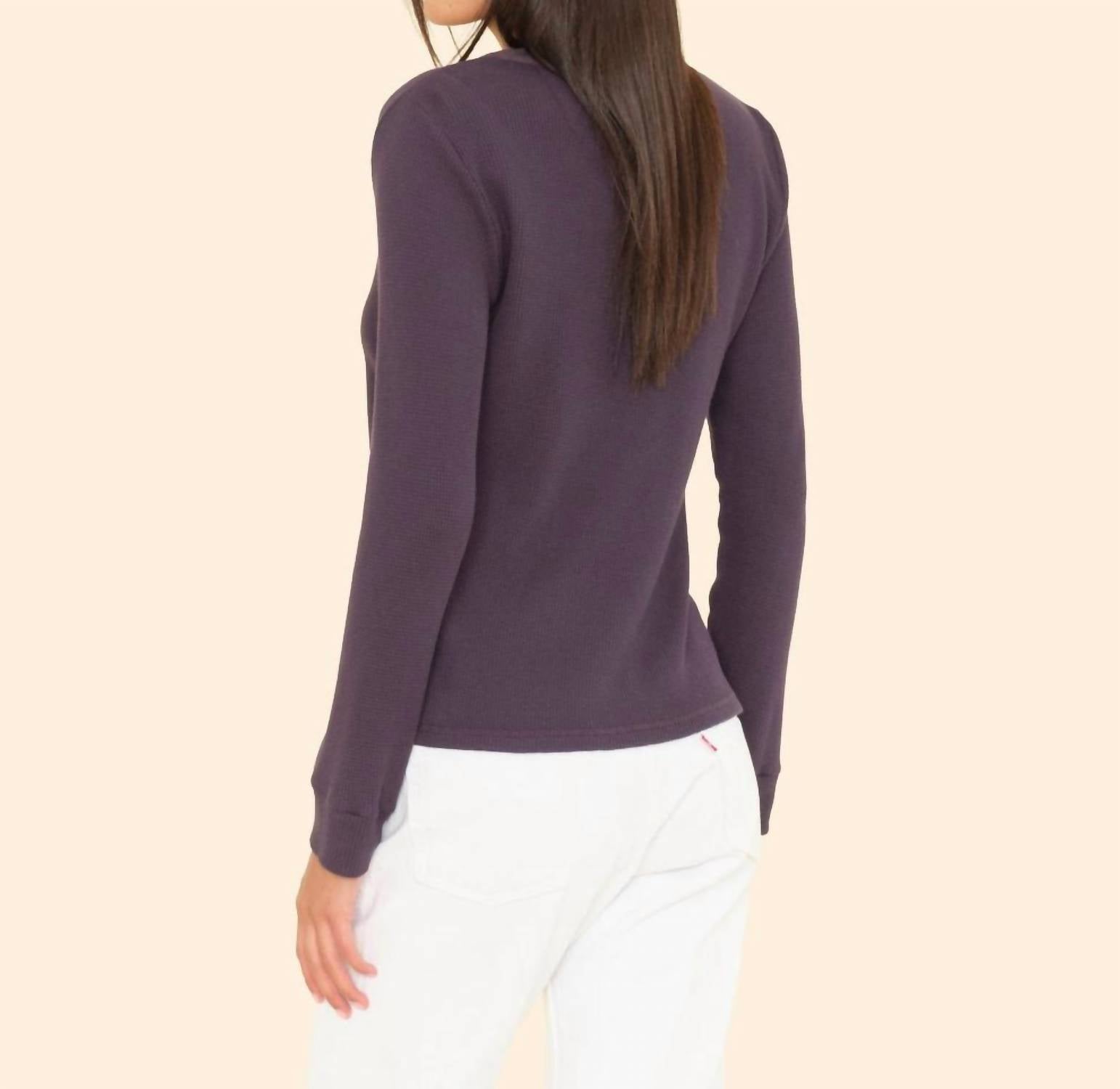 XIRENA Lucas Long Sleeve Top in grey smoke - women's long sleeve top - detail view