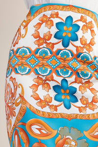 Gigio - Printed Satin Midi Skirt