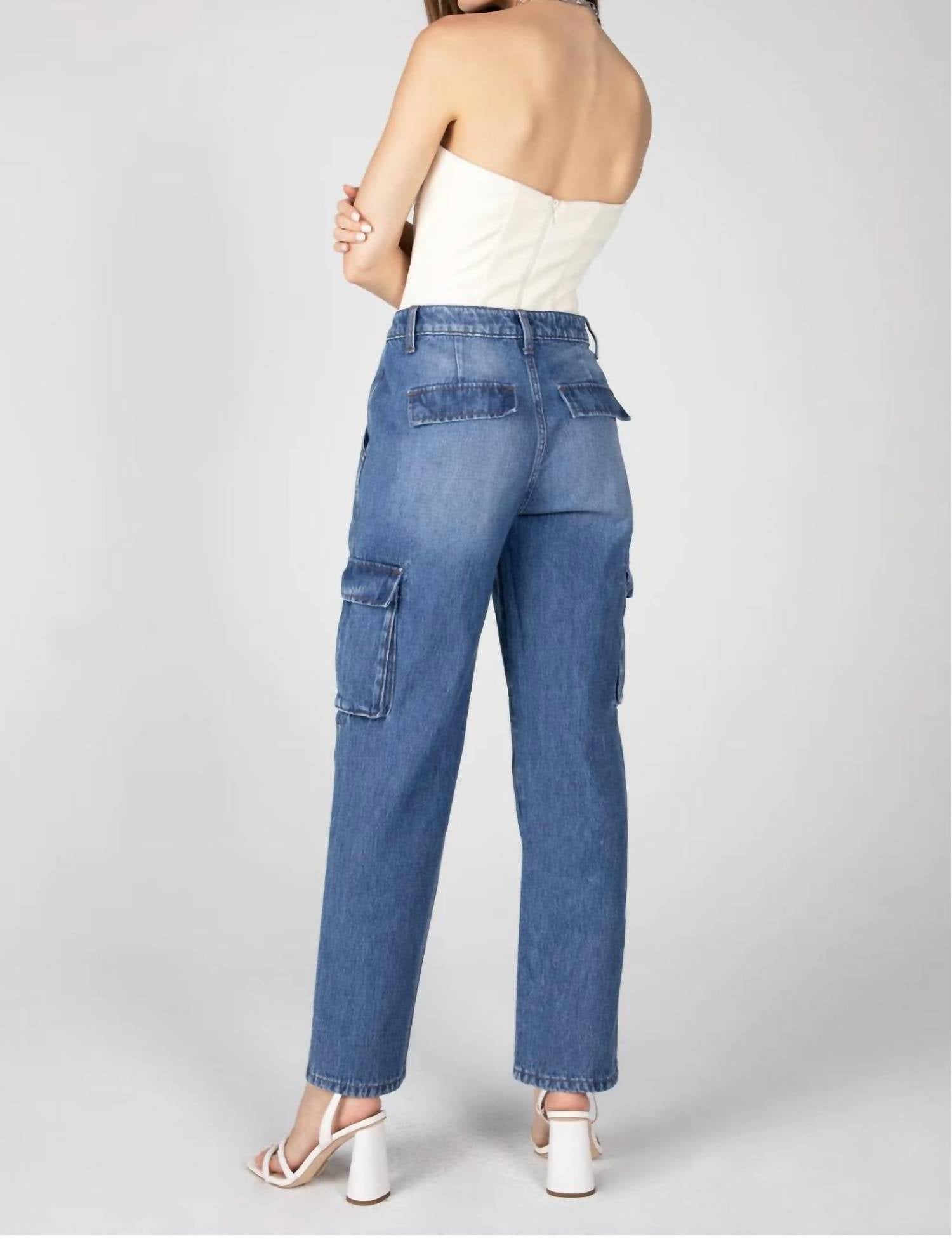 Ceros - Super High Rise Cargo Straight Jeans