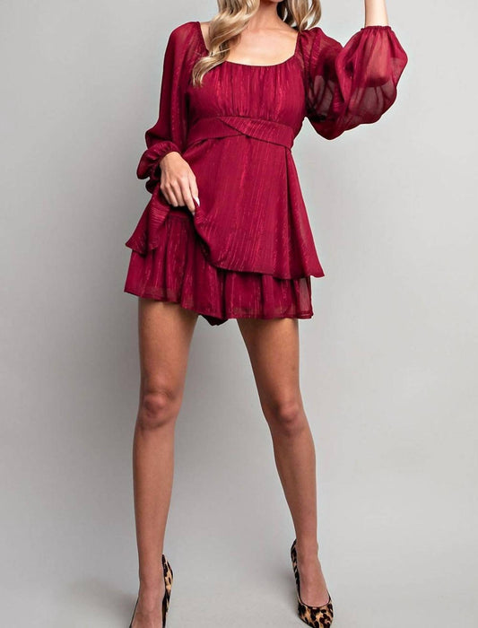 Women's Flare Bubble Sleeve Romper