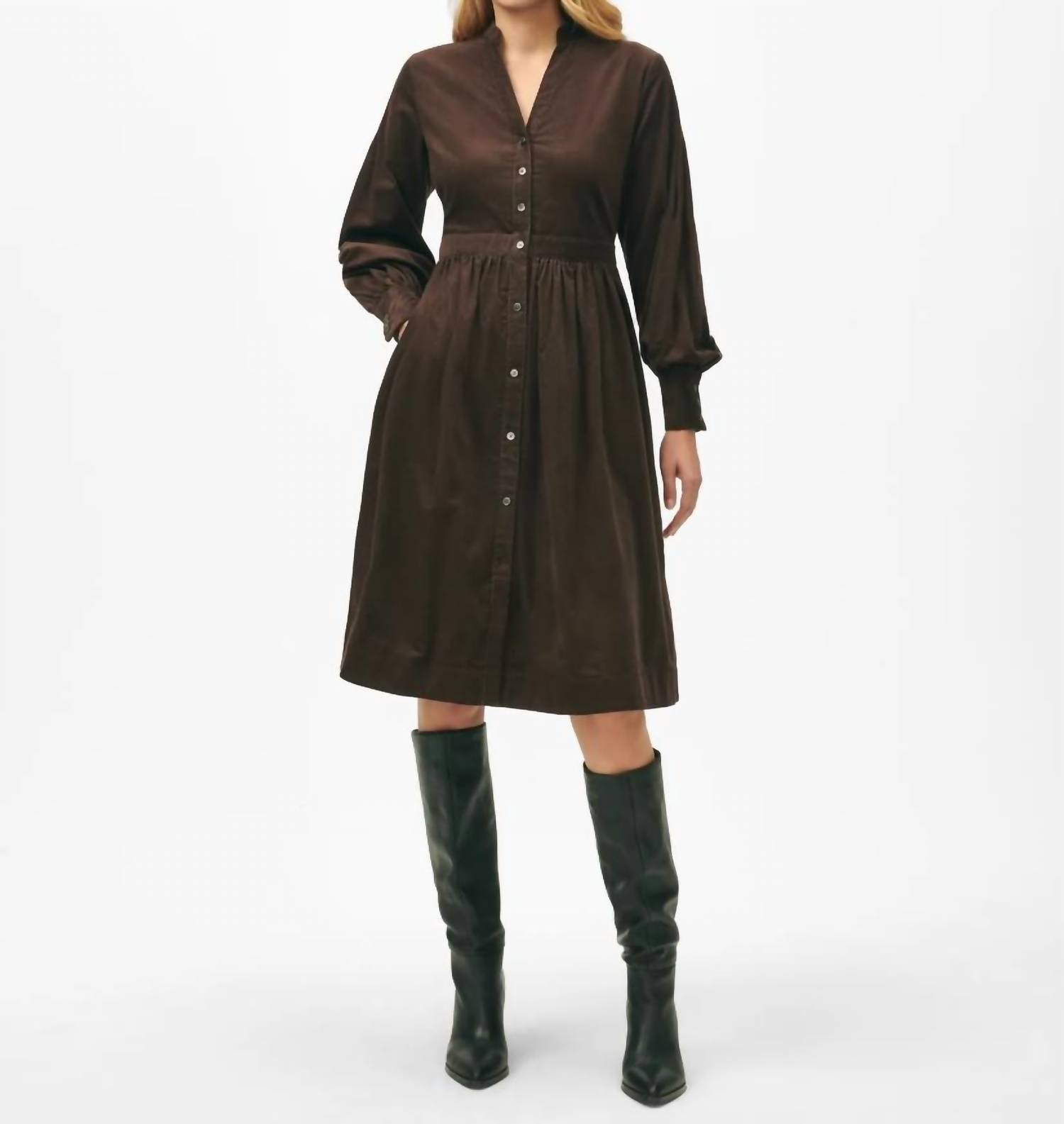 Brooks Brothers - Corduroy A-line Shirt Midi Dress