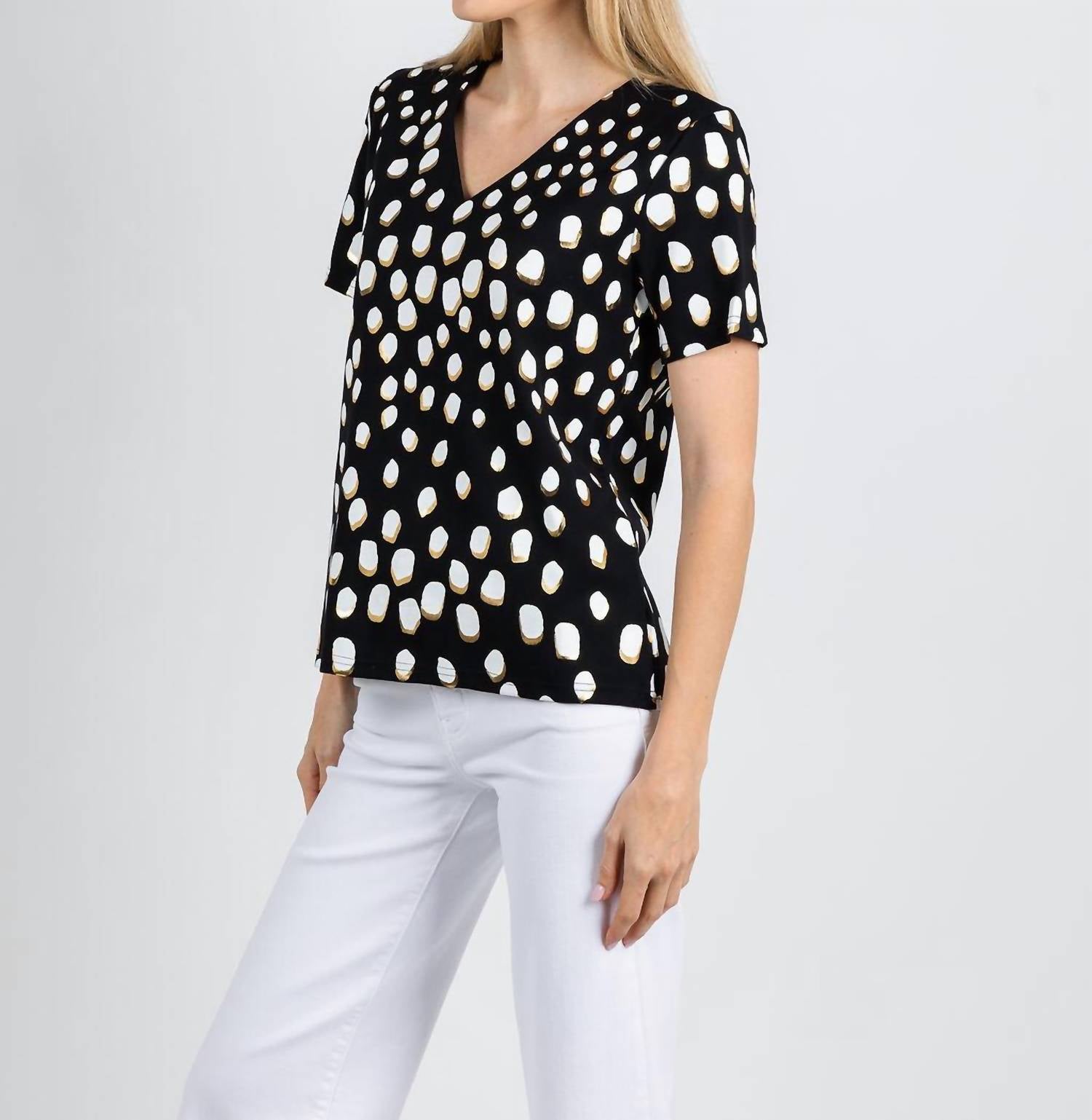Leo & Ugo - Animal Print V Neck Top
