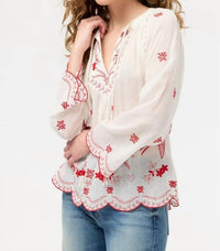 Johnny Was - LANEY SCALLOP COTTON BLOUSE