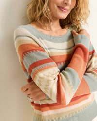 PENDLETON Raglan Cotton Sweater in rust blue multi - women's sweater - view 5