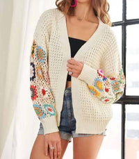 Adora - Long Sleeve Crochet Cardigan Top
