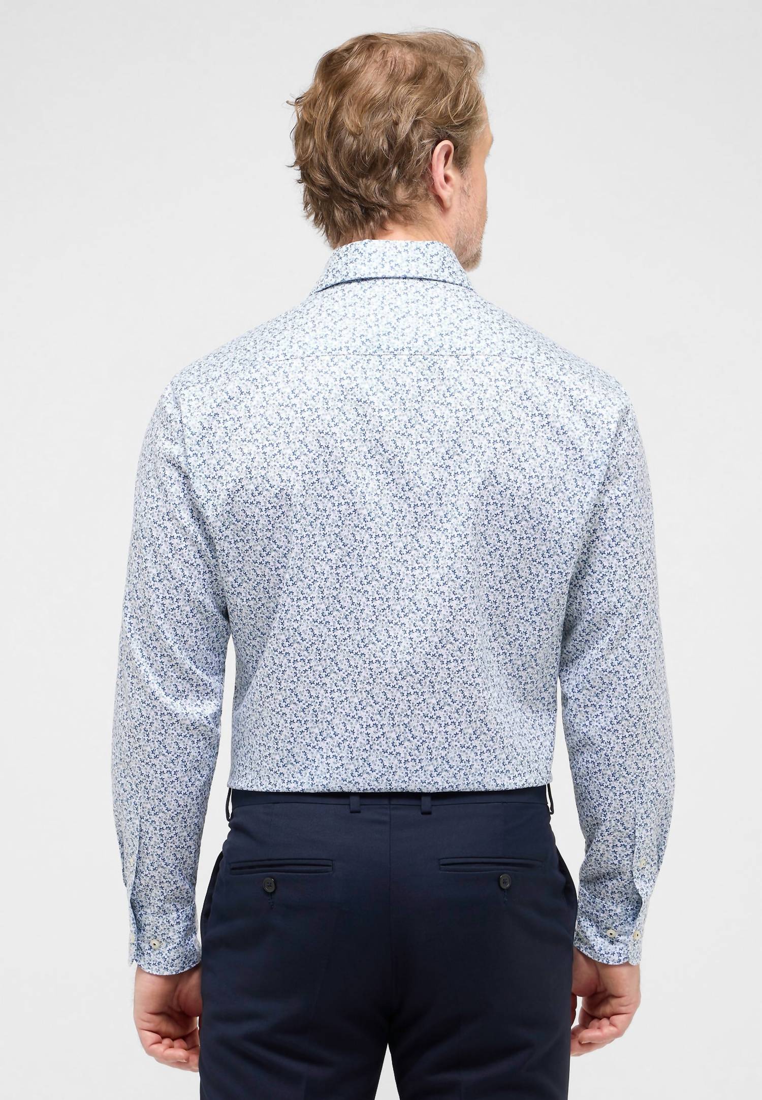 Eterna - Floral Print Modern Fit Cutaway Collar Shirt