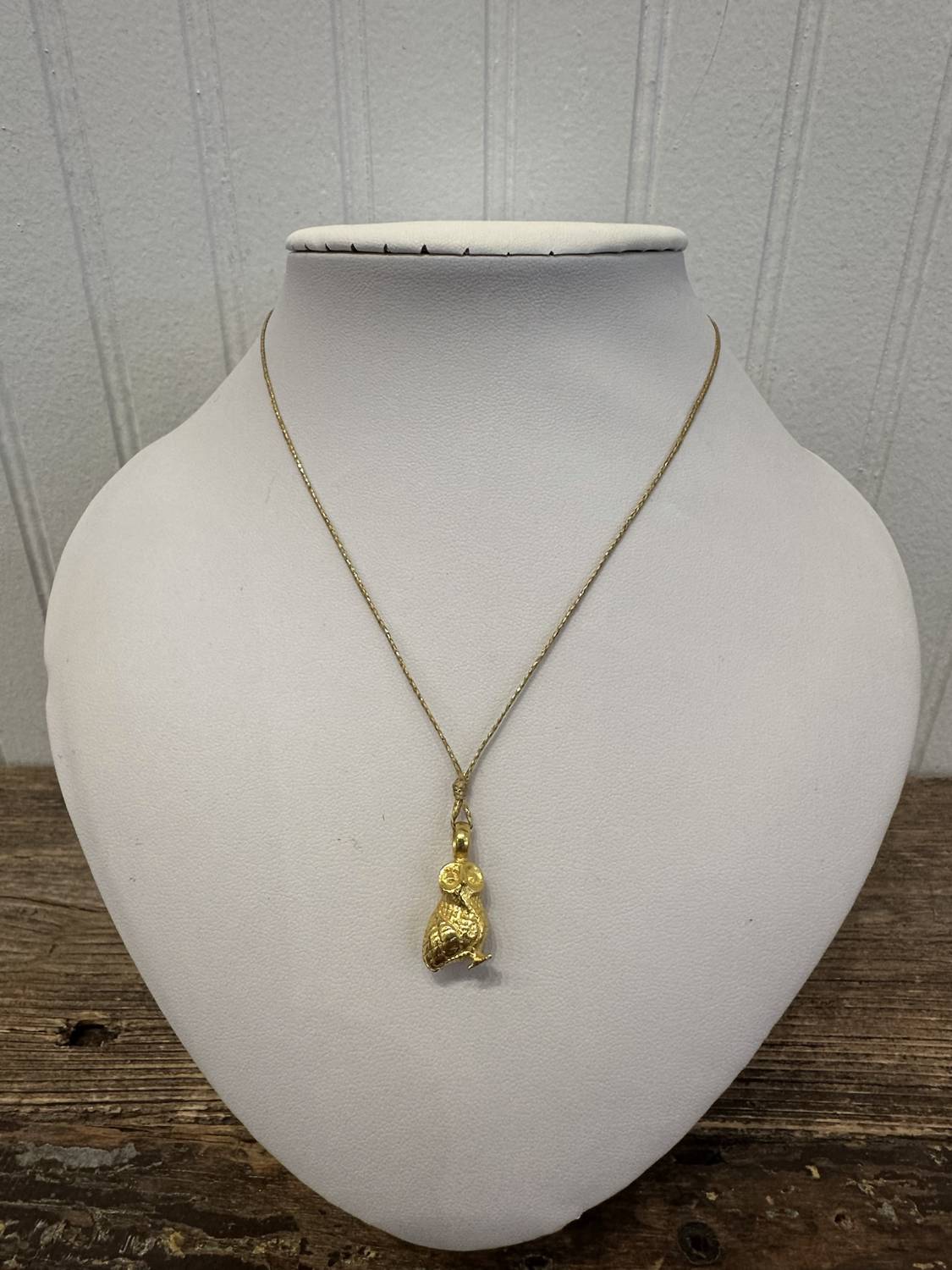 Pippa Small Jewellery - 22k Owl Pendant On Cord Necklace