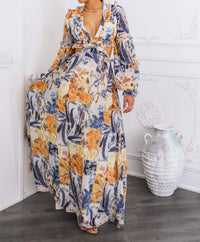 SurelyMine Boho Floral Cutout Lace-up Maxi Dress in cream - women's dress - view 6