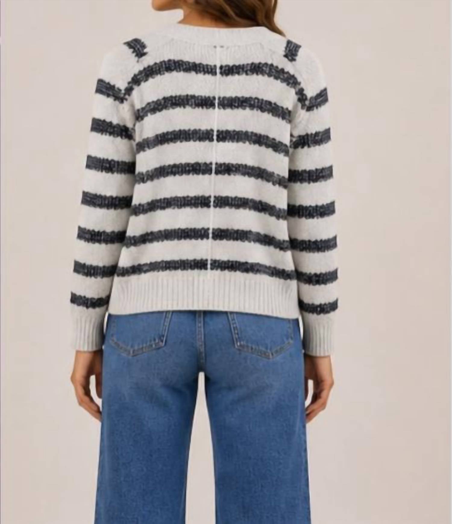 Autumn Cashmere - Stripe Cropped V Cardigan