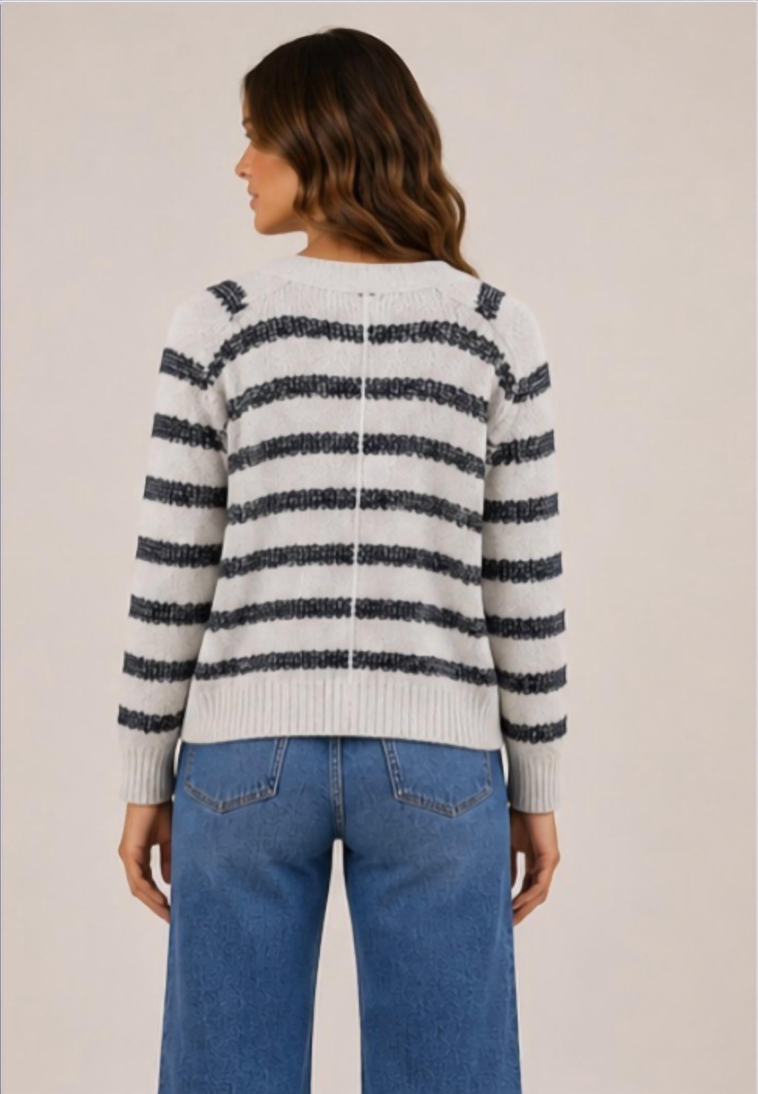 Autumn Cashmere - Stripe Cropped V Cardigan