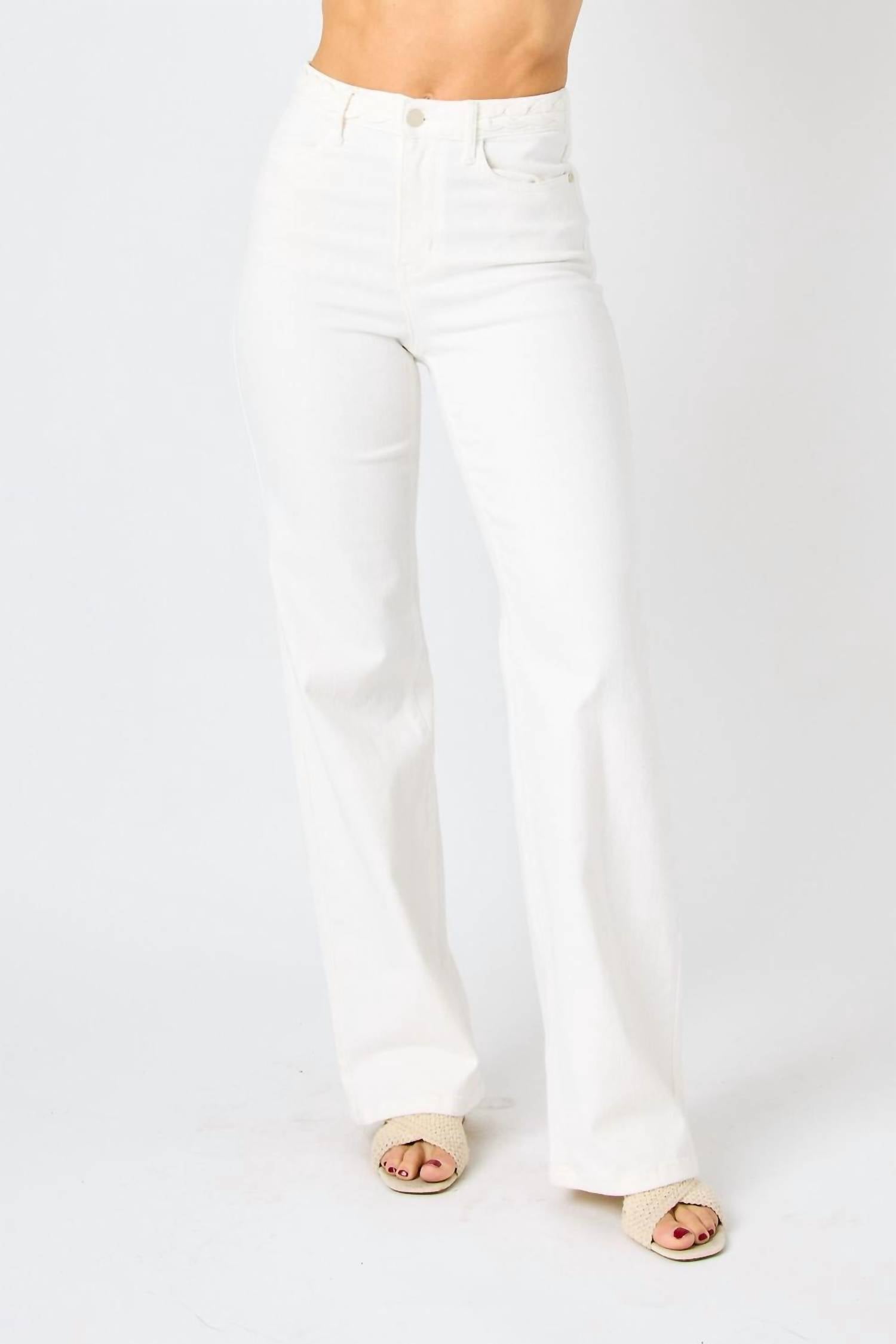 Judy Blue - High Waist Braided Waistband Wide Leg Denim Jeans