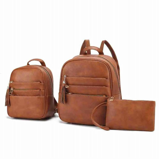 Mkf Collection - Women's Roxanne Vegan Leather Backpack Set of 3