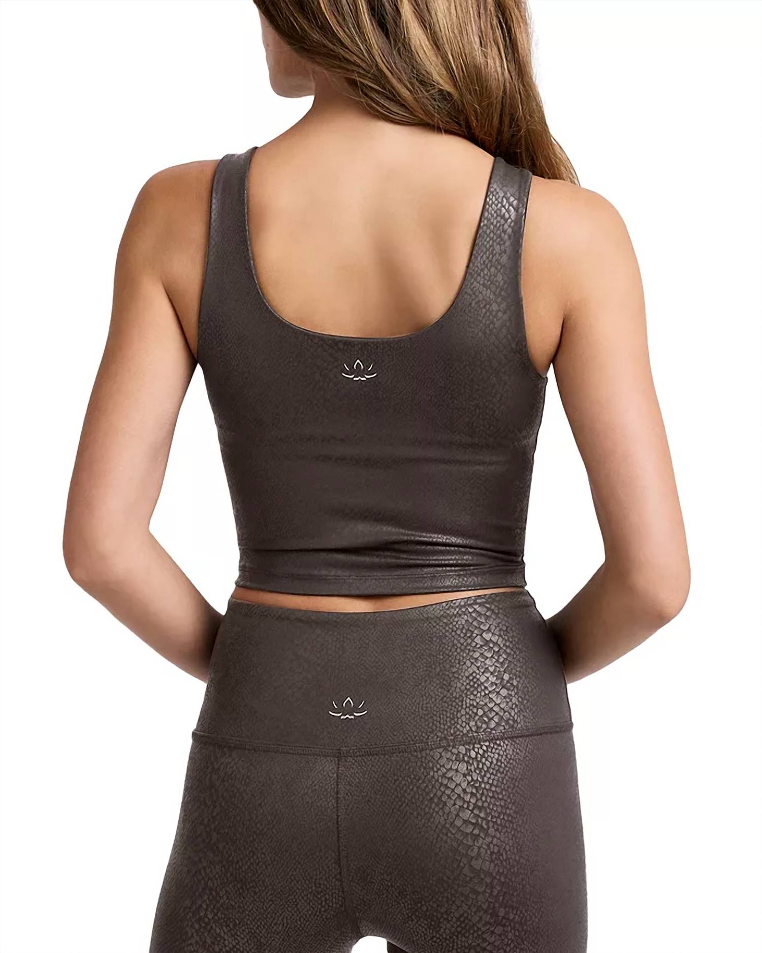 BEYOND YOGA Powershine Sport & Street Cropped Top in viper espresso - women's shirt - alternate view