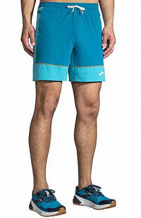 BROOKS Men's High Point 7" 2-in-1 Running Short in 1 running short in hyper blue mist pacific - men's shorts