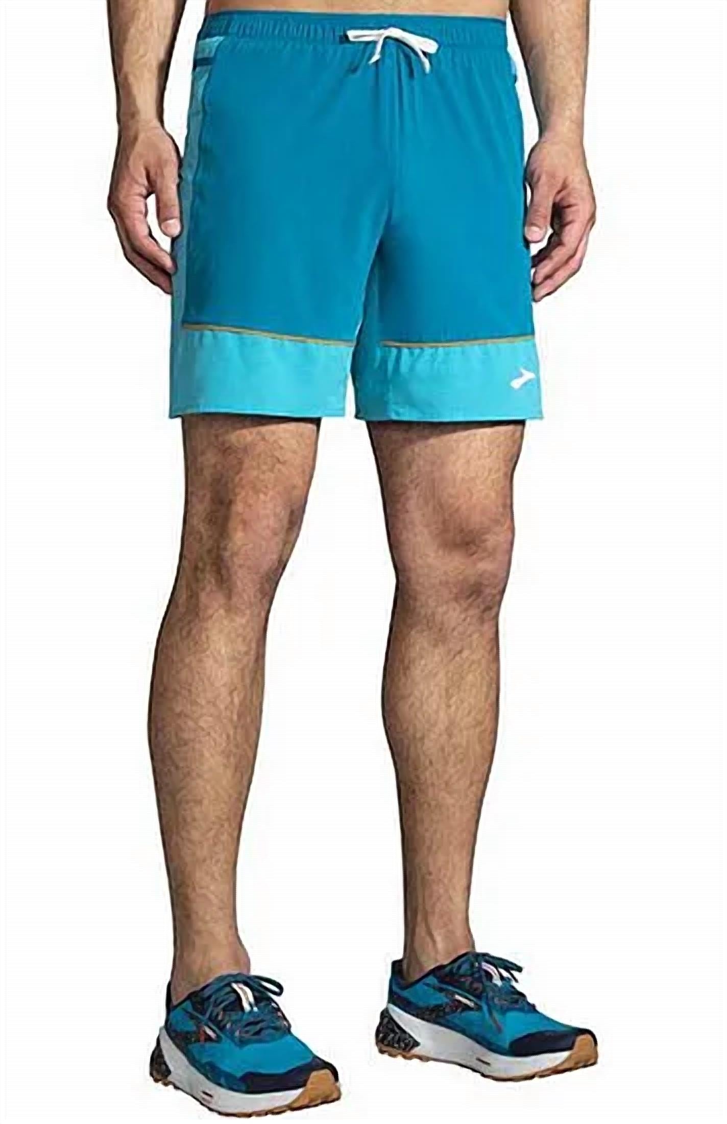 BROOKS Men's High Point 7" 2-in-1 Running Short in 1 running short in hyper blue mist pacific - men's shorts