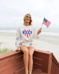 Simply Southern - Women's USA Sweater Shorts Set