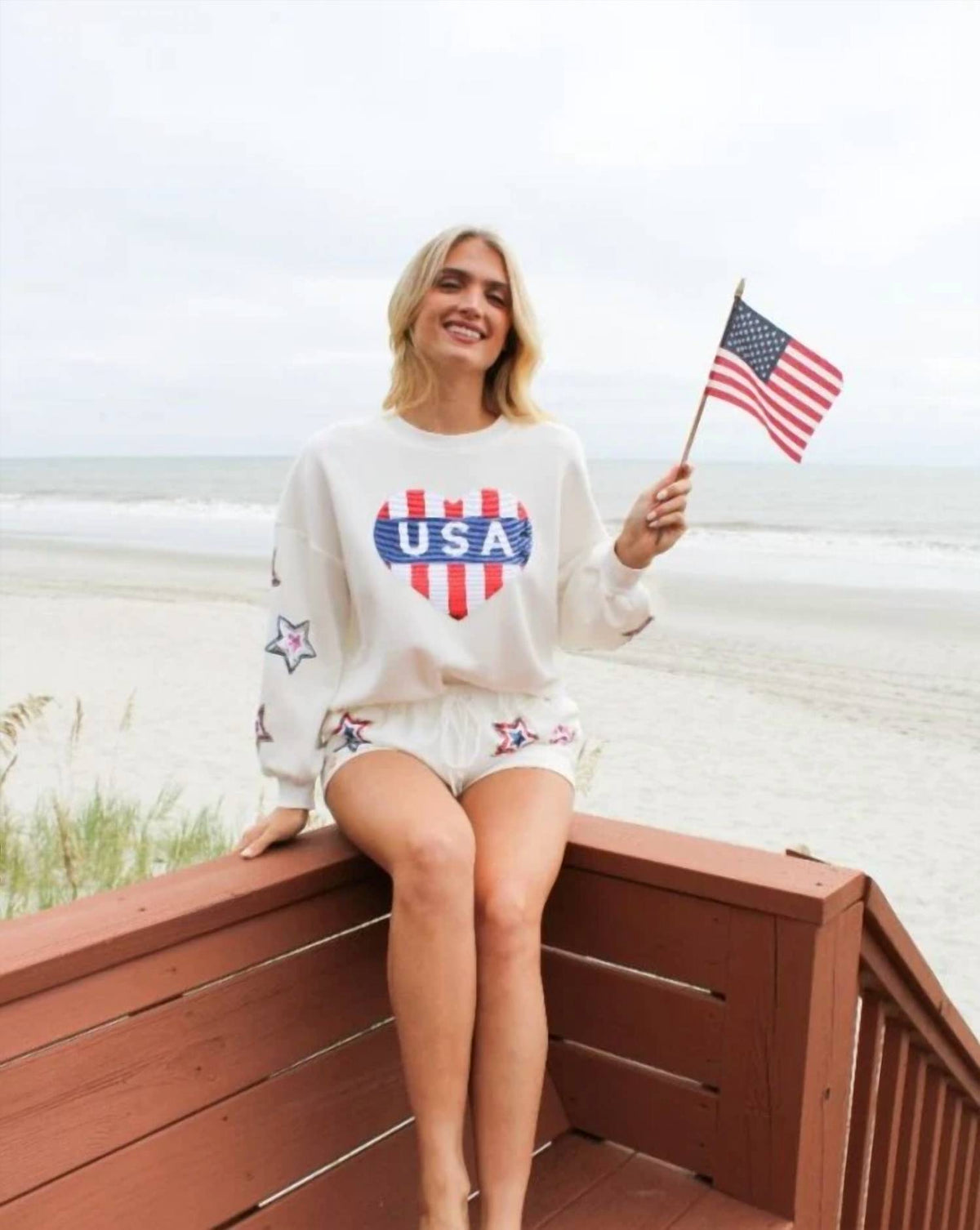 Simply Southern - Women's USA Sweater Shorts Set