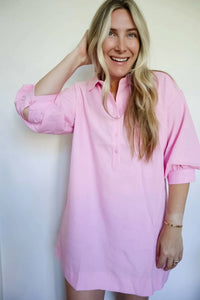 Day + Moon - Essential Puff Sleeve Mini Shirt Dress