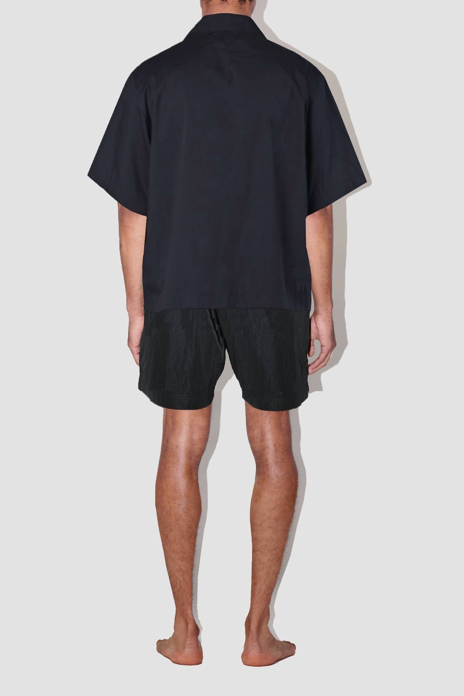 True Tribe Men's Saulo Cuban Shirt in smooth weave black - men's shirt - detail view