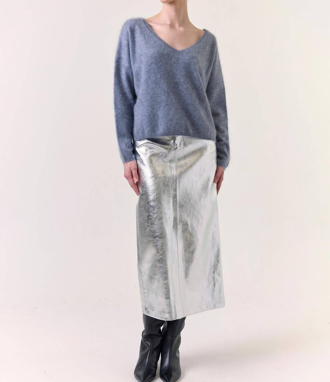 Brodie Cashmere Brushed Rosa Reversible Cashmere Jumper in feather - women's sweater - view 5