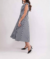 FOIL Flip It Sun Sleeveless Dress in black check - women's dress - detail view