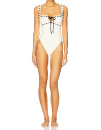 Tularosa Anica One Piece in ivory black - women's swimwear