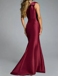 Jovani - One-shoulder Mermaid Gown With Bow Detail