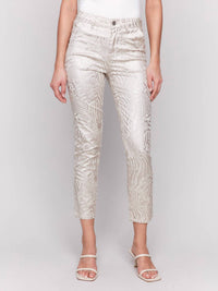 Charlie B - Metallic Print Twill Pants