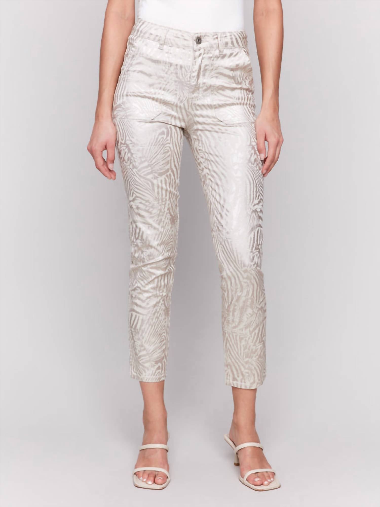 Charlie B - Metallic Print Twill Pants