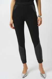 Joseph Ribkoff Colorblock Leatherette Pull-on Leggings in black - women's pants