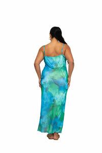 Fashion Szn Curve - Curve Strappy Abstract Print Maxi Dress