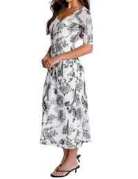 Johnny Was MAYA MESH MIDI DRESS in ecru - women's dress - detail view