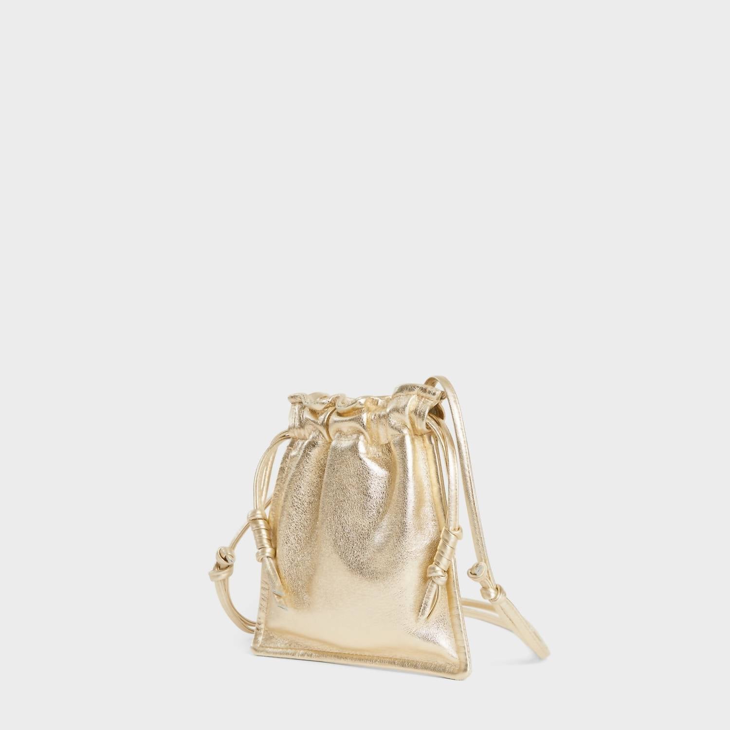Lemiz - Women's Mini Bowie Drawstring Leather Bag