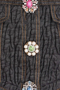 Moschino - Cropped crystal denim top