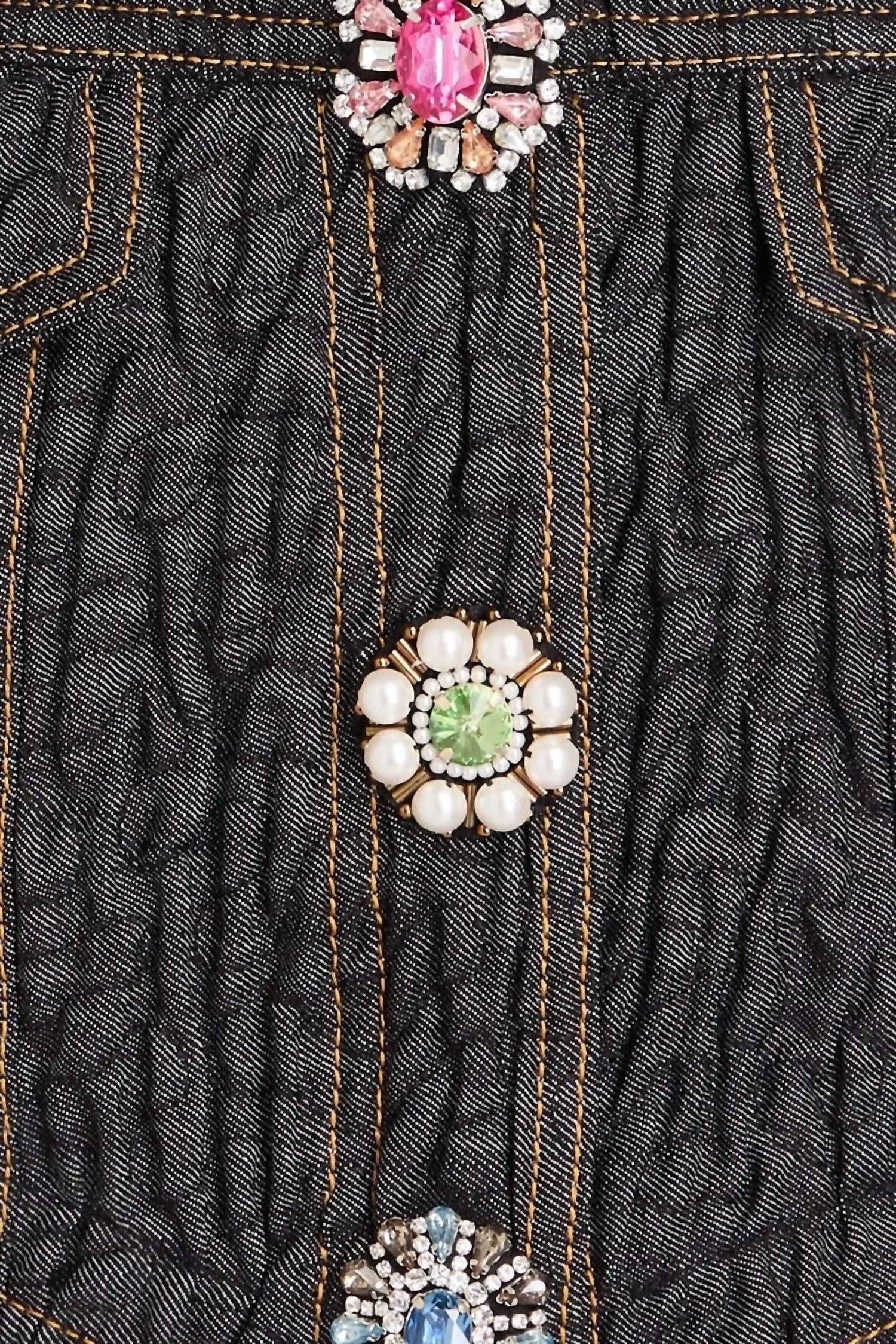 Moschino - Cropped crystal denim top