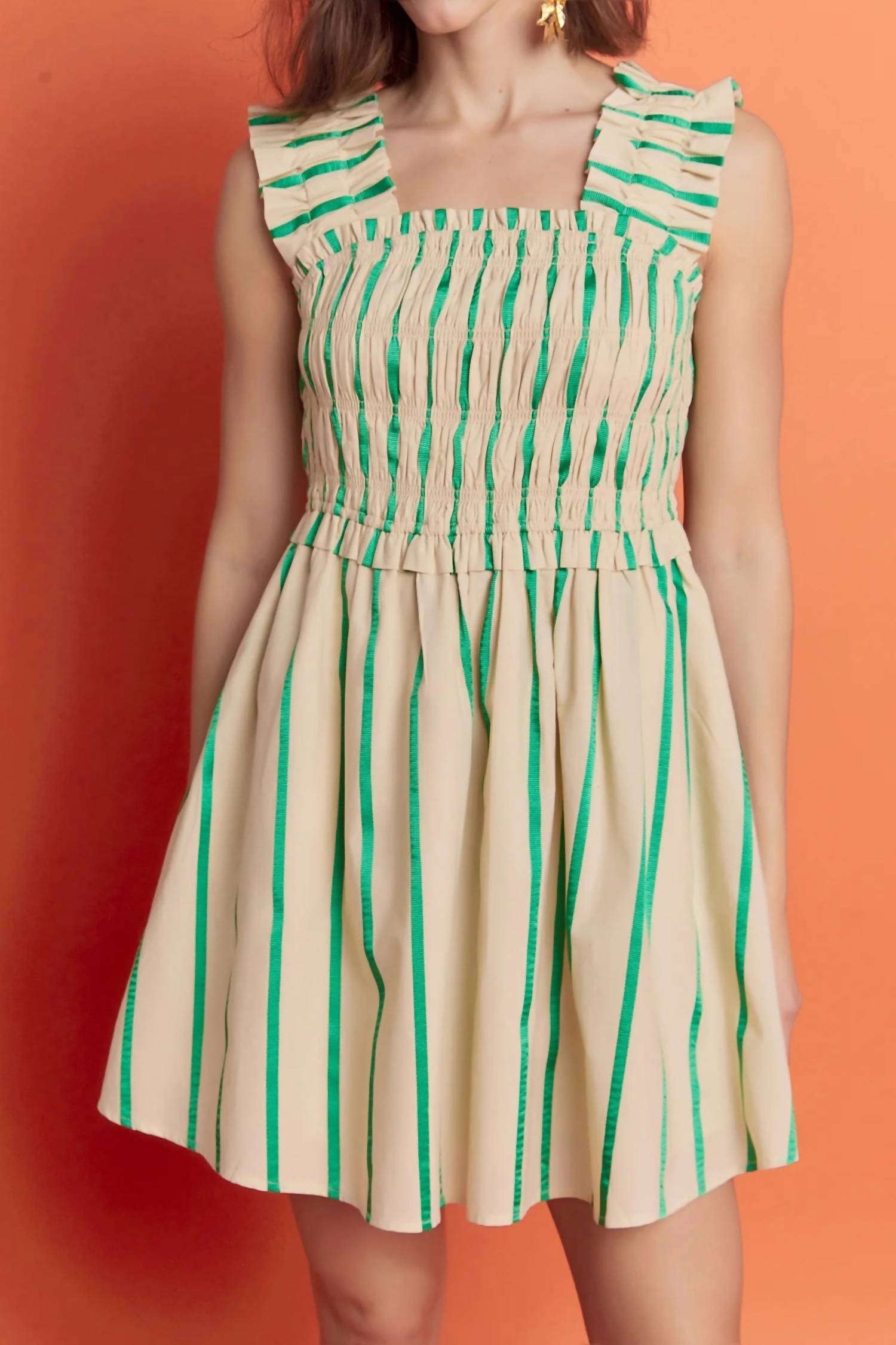 English Factory - Stripe Ruffle Mini Dress