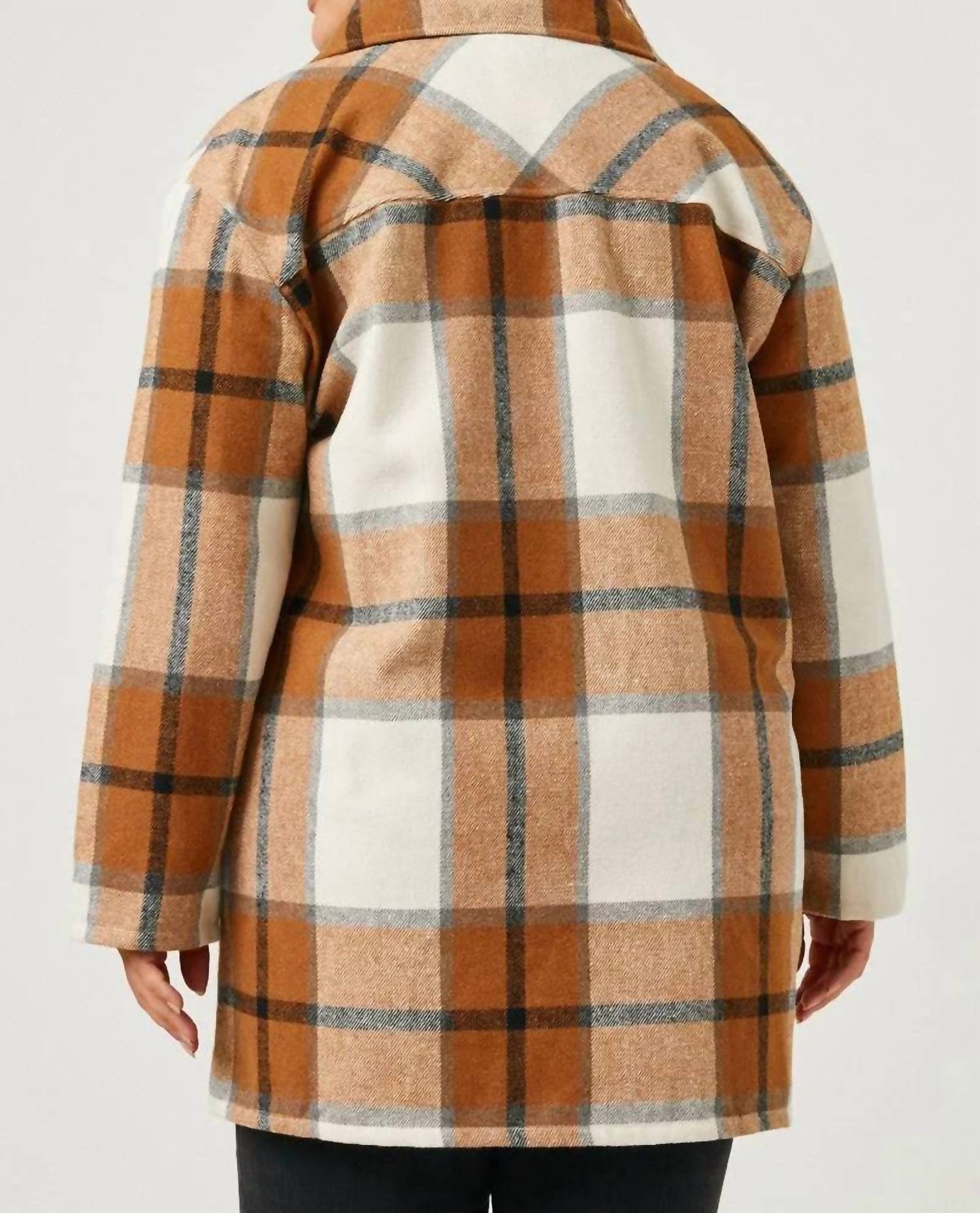 Hayden La - Plaid Button Up Patch Pocket Coat - PLUS