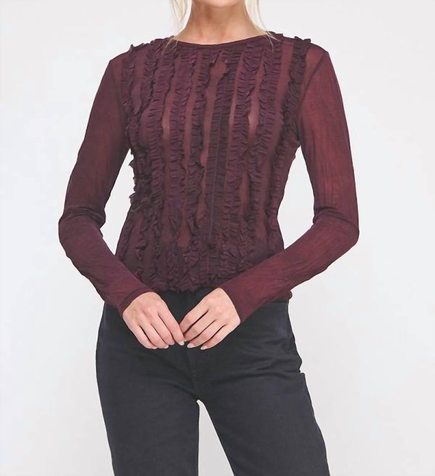 Allie Rose - Ruffle Sheer Blouse